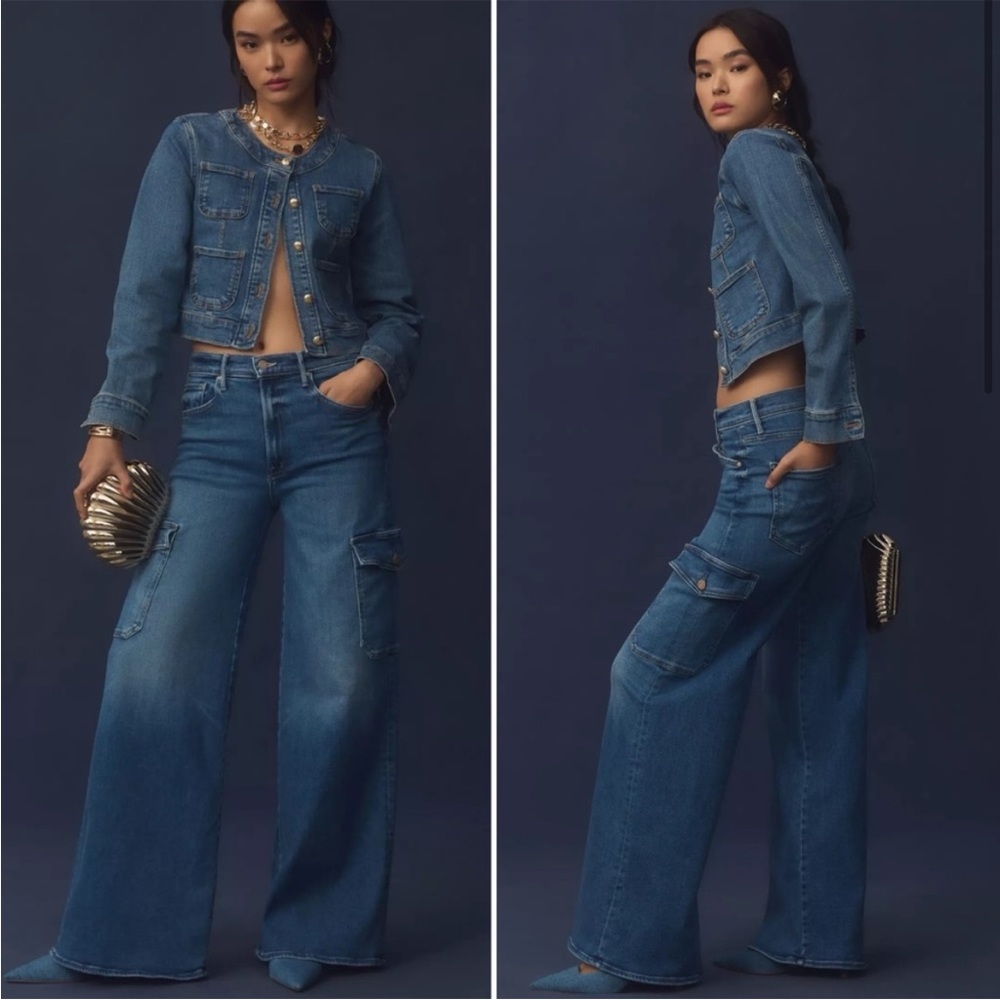 NWT MOTHER The Undercover Cargo Sneak Opposites Attract Jeans Size 32 - Picture 3 of 13